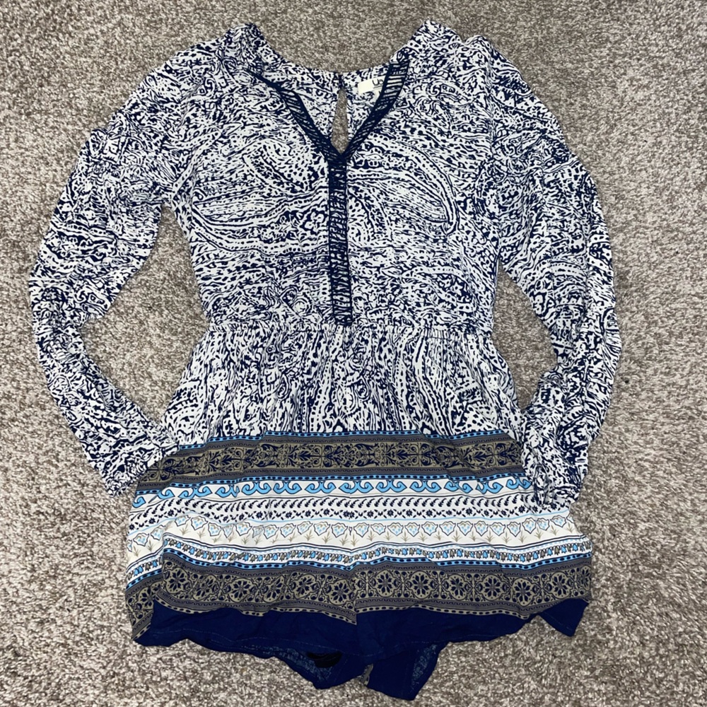 Slit Back Patterned Romper